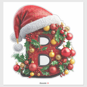 Feestelijk versierde kerst rode letter B Sticker