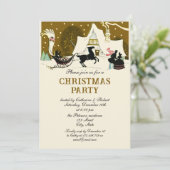 Feestelijk  Victoriaans Goud Kerstfeest Kaart (Staand voorkant)