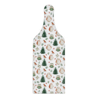 Feestelijk Vintage Kerst Vogel Bos Patroon Snijplank