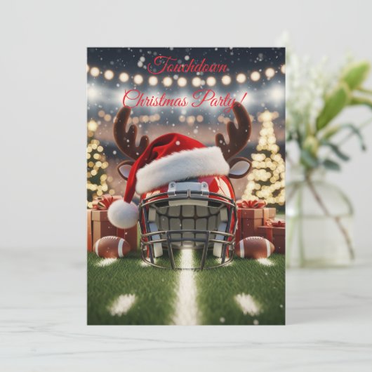Feestelijk voetbalcheer – Uitnodiging voor kerstwe (Staand voorkant)