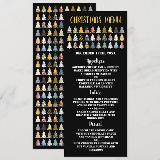 Feestelijk voor bomen, kerstfeest menu kaart (Voorkant / Achterkant)