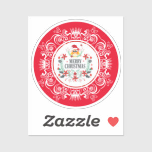 Feestelijk Vrolijk Kerstkrans & Wit Kroon Lijst Sticker