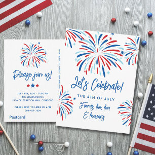 Feestelijk Vuurwerk 4 juli Feestuitnodiging Briefkaart