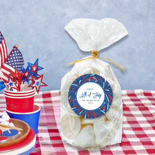 Feestelijk Vuurwerk Custom 4th van juli Feest Ronde Sticker