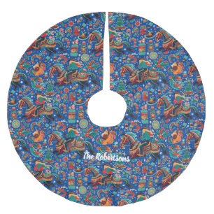 Feestelijk Western Cowgirl Blauw Kerst Kerstboom Rok