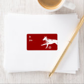 Feestelijk White and Red Dog Gift Label (Insitu)