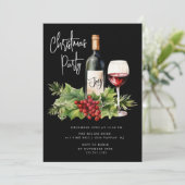 Feestelijk Wijn Kerstmis Cocktail Party Kaart (Staand voorkant)