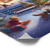 Feestelijk winter kerstdorp 's nachts poster (Hoek)