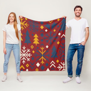 Feestelijk winterbos vet noordse patroon fleece deken