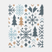 Feestelijk winterbospatroon fleece deken (Voorkant)
