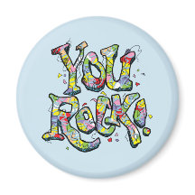 Feestelijk "You Rock!" belettering magneet