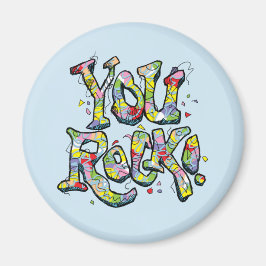 Feestelijk "You Rock!" belettering magneet