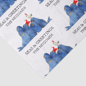 Feestelijk Zee Leeuwen Zeeen in Groeten Waterverf Tissuepapier (Detail)