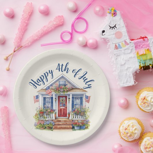 Feestelijke 4th of July Barbecue Picnic Papieren Bordje (Feest)
