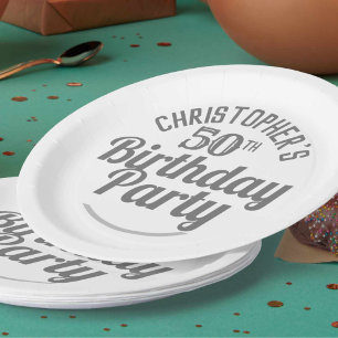 Feestelijke 50e verjaardag papieren borden bordje