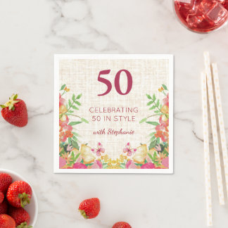 Feestelijke 50e verjaardag Tafeldecoratie met vet Servet