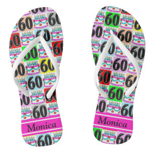 FEESTELIJKE 60E VERJAARDAG GEPERSONALISEERDE TEENS TEENSLIPPERS