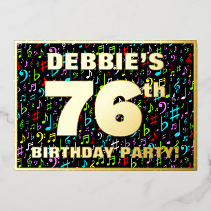 Feestelijke 76e verjaardagsfeest — Leuke, kleurrij Folie Uitnodiging