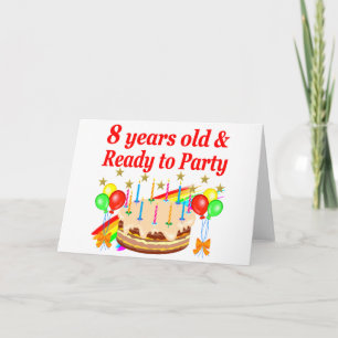 FEESTELIJKE 8 JAAR OUD EN KLAAR OM VERJAARDAGSTAAR KAART