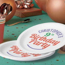 Feestelijke 9e verjaardag papieren borden