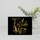 Feestelijke AF Kerstfeest Uitnodiging Zwart Goud (Staand Voorkant)