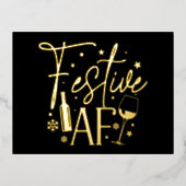 Feestelijke AF Kerstfeest Uitnodiging Zwart Goud (Voorkant)