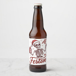 Feestelijke Af Skelet Snarky Kerst Sarcasme Bier Etiket