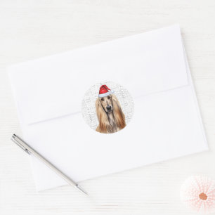 Feestelijke Afghaanse windhond hond Woof Woord Kun Ronde Sticker