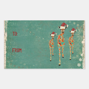 Feestelijke Amber & Azure Giraffes Cadeau Sticker