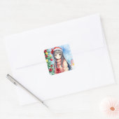  feestelijke anime meisje kerst vierkante sticker (Envelop)