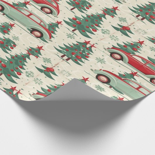 Feestelijke auto's op vrolijk inpakpapier (Hoek)