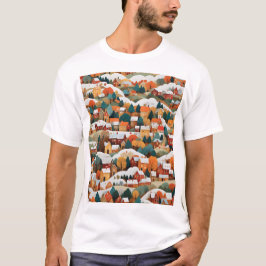 Feestelijke Autumn Paper Collage Village T-shirt