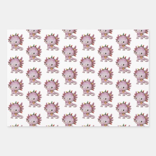 feestelijke axolotl inpakpapier vel (Voorkant 3)