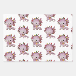 feestelijke axolotl inpakpapier vel