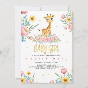 Feestelijke Baby Shower Viering voor Kleine Giraff Kaart