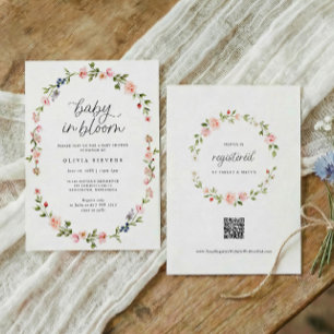 Feestelijke baby shower voor meisje Baby in Bloom Kaart