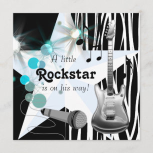 Feestelijke Babyborrel voor Jongens Rockster Kaart