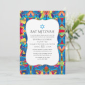 Feestelijke Bat Mitzvah met Fiesta-patroon Kaart (Staand voorkant)