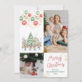 Feestelijke Baubles Sneeuwvlokken Vrolijk Kerstfee Feestdagenkaart (Voorkant)