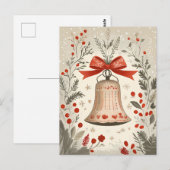 Feestelijke Bell Kerstgroet Briefkaart (Voorkant / Achterkant)