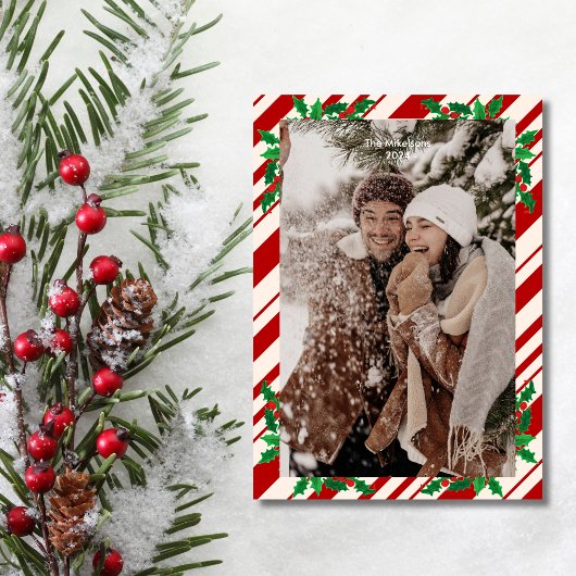 Feestelijke Bessen en Groene Takken Prettig Kerstm Feestdagenkaart