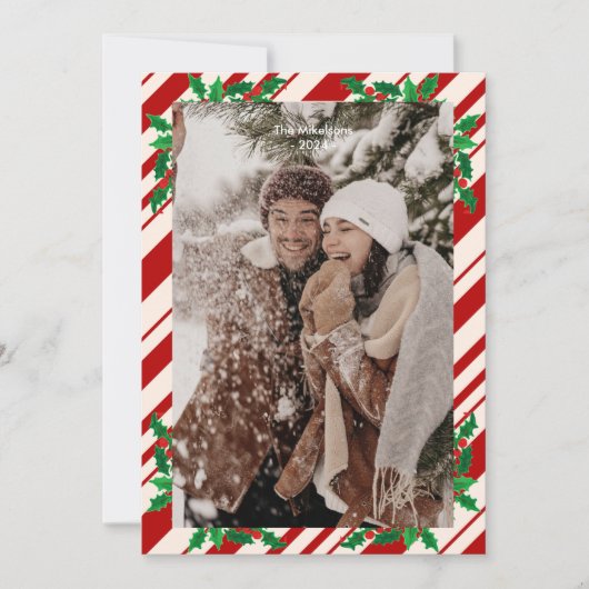 Feestelijke Bessen en Groene Takken Prettig Kerstm Feestdagenkaart (Voorkant)