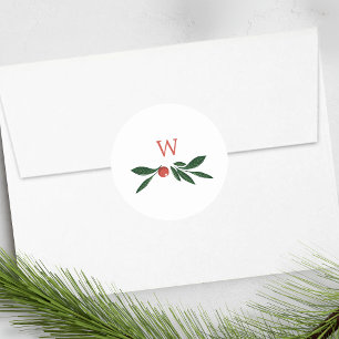 feestelijke bessen traditioneel groen & rood kerst ronde sticker