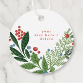 Feestelijke bessen Traditionele Groene & Rode Kers Bedankjes Labels (Achterkant)