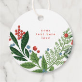 Feestelijke bessen Traditionele Groene & Rode Kers Bedankjes Labels (Voorkant)