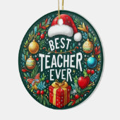 Feestelijke beste leraar ooit keramisch ornament (Links)