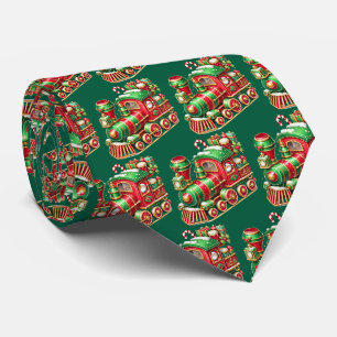 Feestelijke betegelde Kersttrein Stropdas