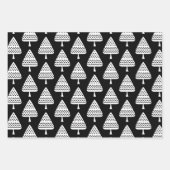 Feestelijke Black and White Holiday Trees Wrapping Inpakpapier Vel (Voorkant 2)