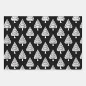 Feestelijke Black and White Holiday Trees Wrapping Inpakpapier Vel (Voorkant)