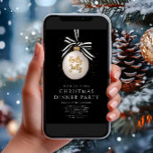Feestelijke Black Christmas Dinner Party Kaart